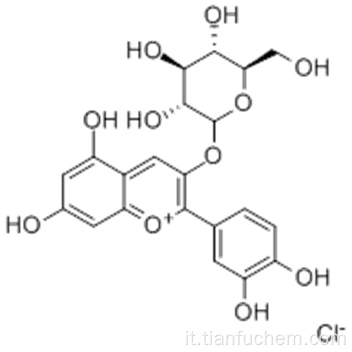 1-benzopirilico, 2- (3,4-diidrossifenil) -3- (bD-glucopiranosilossi) -5,7-diidrossi-, cloruro (1: 1) CAS 7084-24-4